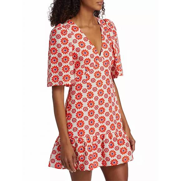 NEW RHODE mariana mini dress in retro fleur pink - Picture 2 of 4